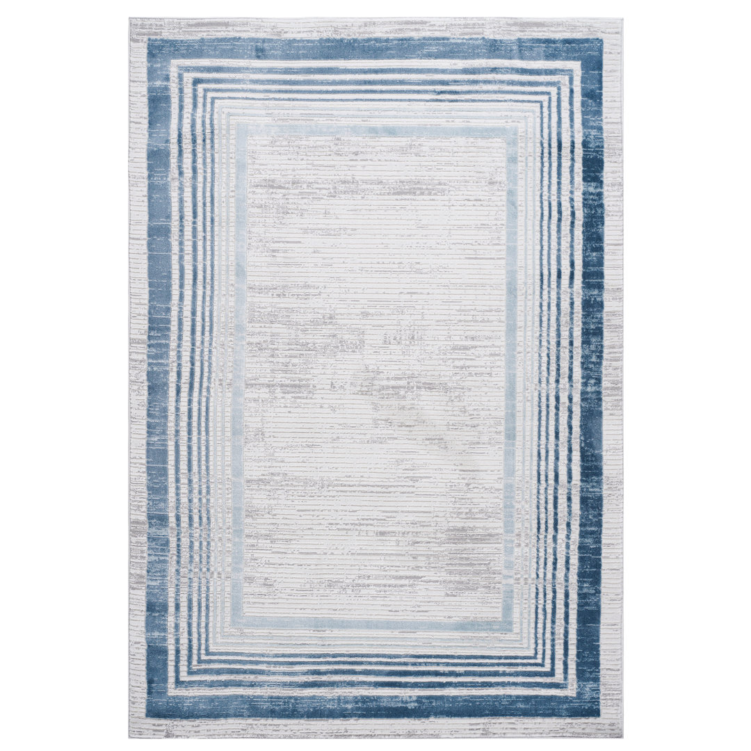 Naar Marfi Area Rugs, Blue/Ivory/Geometric Accent Power Loom Machine -Crafted Rug NAAR Rug 