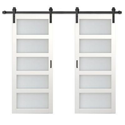 72'' x 84'' Semi-Solid Glass Matte without Installation Hardware Kit Barn Door