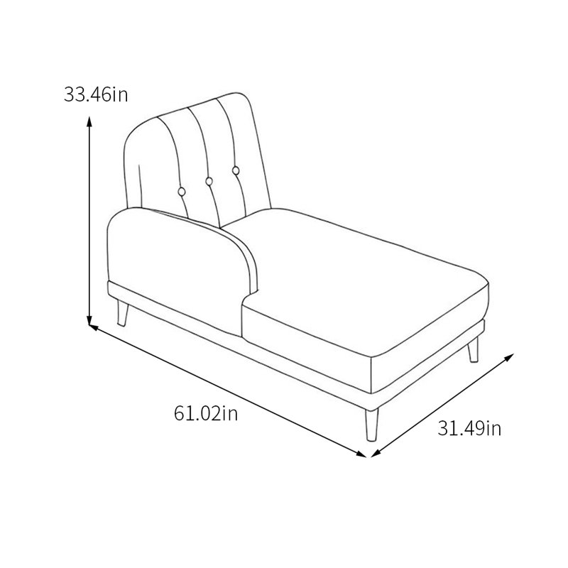 Chaise longue - Confort, Orienté à gauche (vu de face), Gris clair