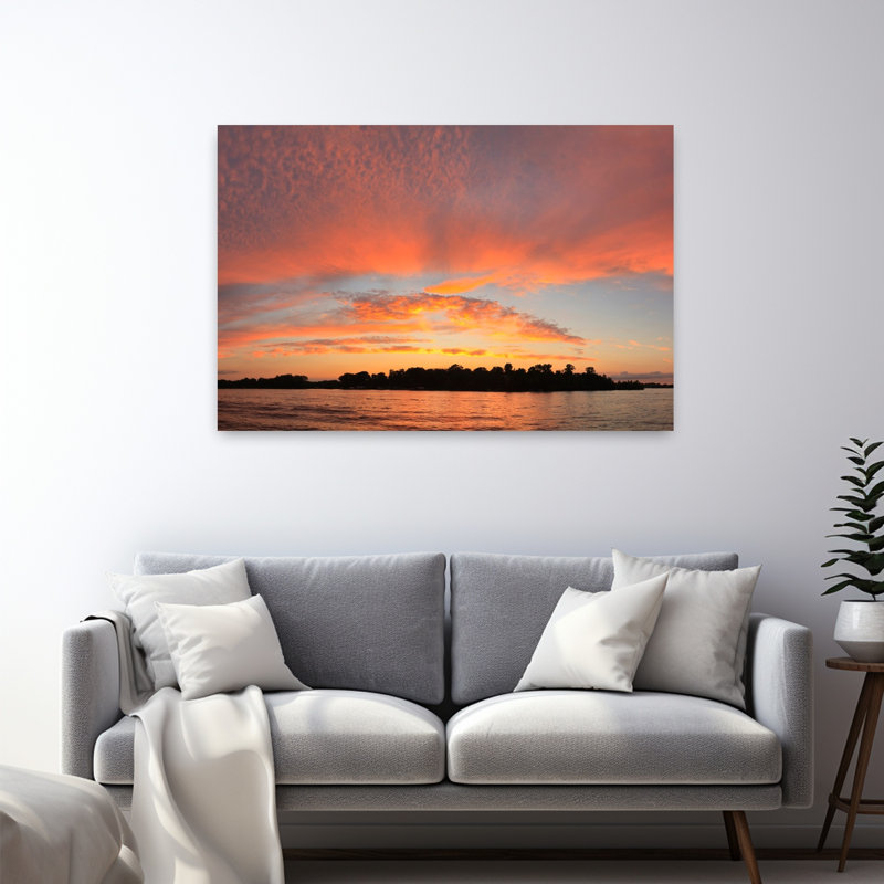 Coucher de soleil sur un lac, lac Minnetonka, Minnesota, États-Unis, paysage contemporain abstrait, art, H 32 po x l 48 po