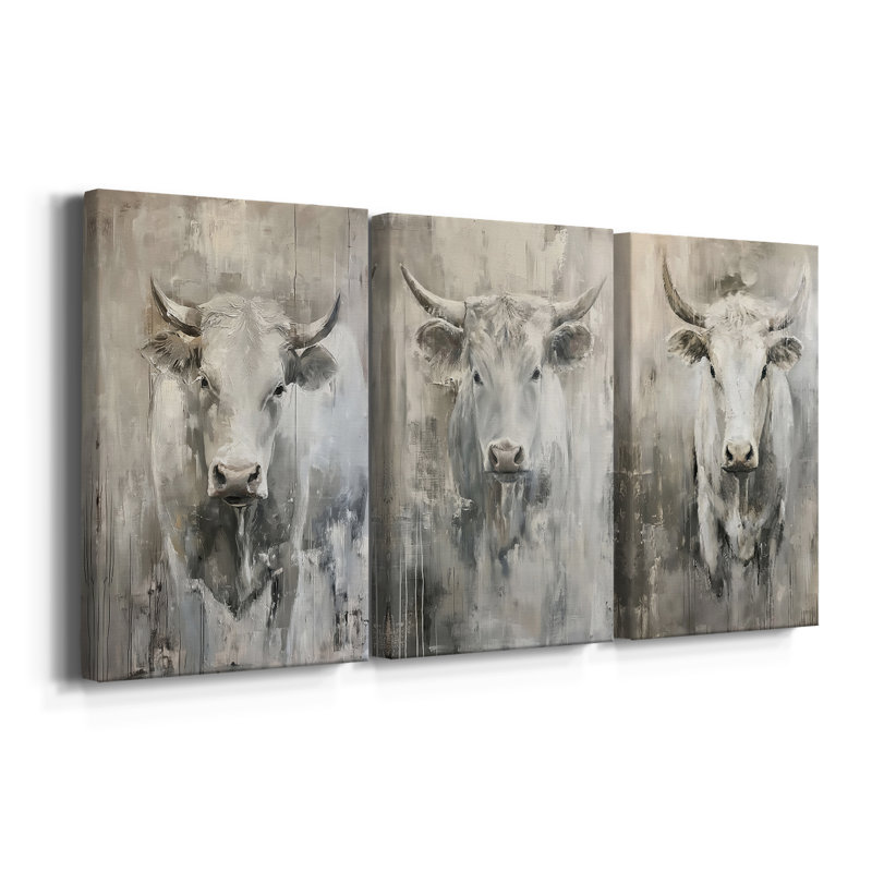 ANIMALS Series Cxxxiv - Toile tendue avec châssis sur mesure - 3 pièces, H 48 po x l 96 po