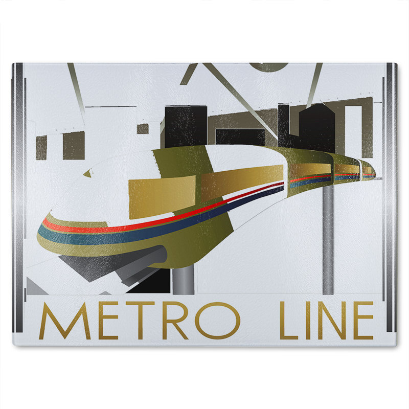 Art Deco Metro Line Glass Chopping Board, 28cm L x 20cm W