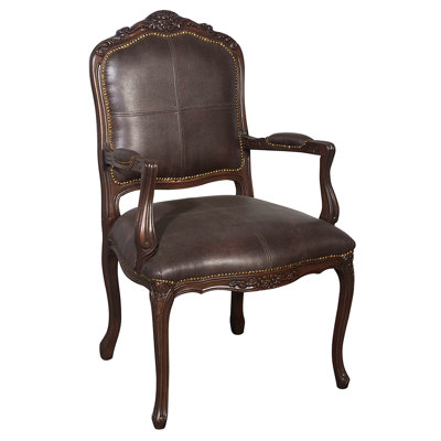 Amberli Louis XV Vintage Arm Chair With Faux Leather