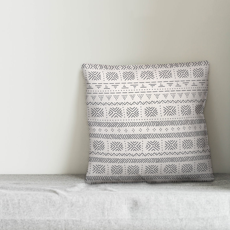 Throw Pillow, 16" x 16", White/Gray Geometric 3