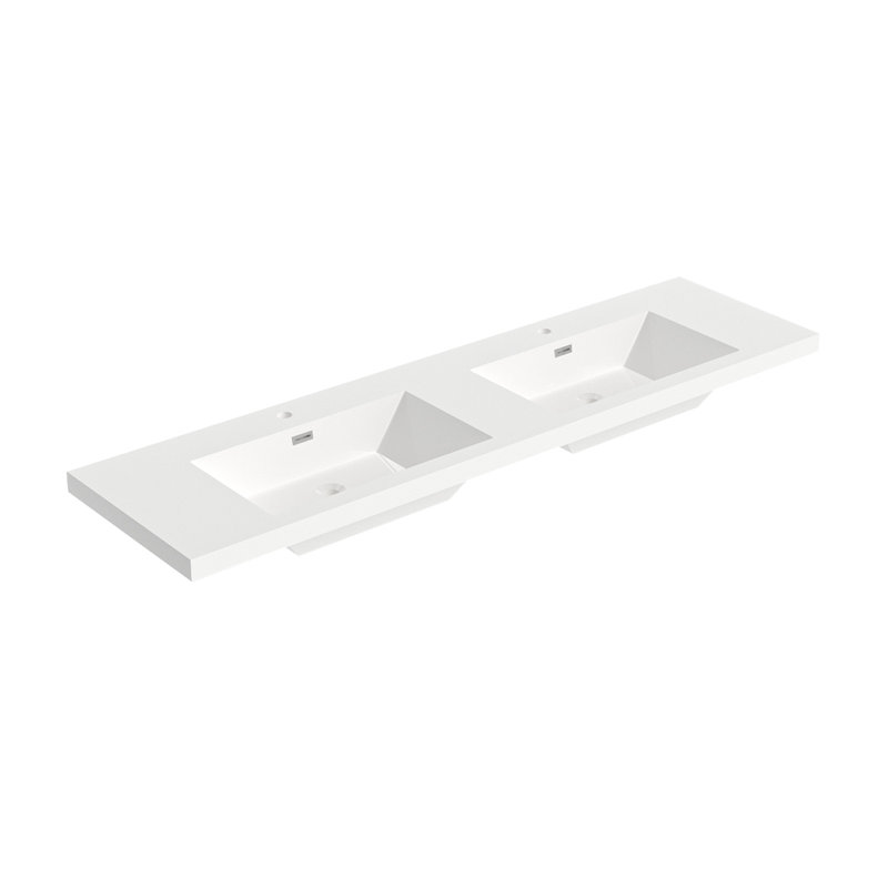 72'' W X 19.48'' D Rectangular Drop-In Resin Double Bathroom Vanity Sink With Overflow