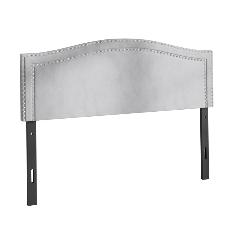 Duyne Glam Velvet Upholstered Panel Headboard, Silver Gray, Queen