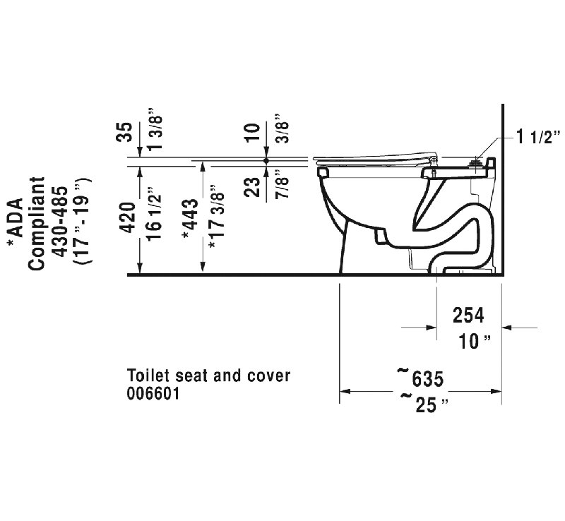Toilette allongée monobloc 1,28 GPF Starck