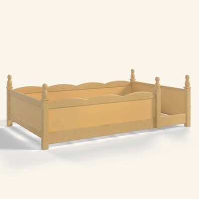 Lit de plancher avec garde-corps pleine longueur. Lit pour enfants avec tablette pour livres Montessori, conception enfantine