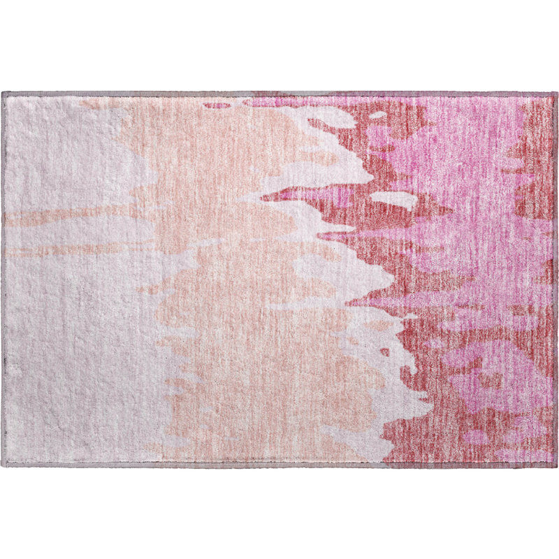 Tapis rosé de qualité supérieure lavable à la machine Prisco, Rectangle 1 pi 8 po x 2 pi 6 po