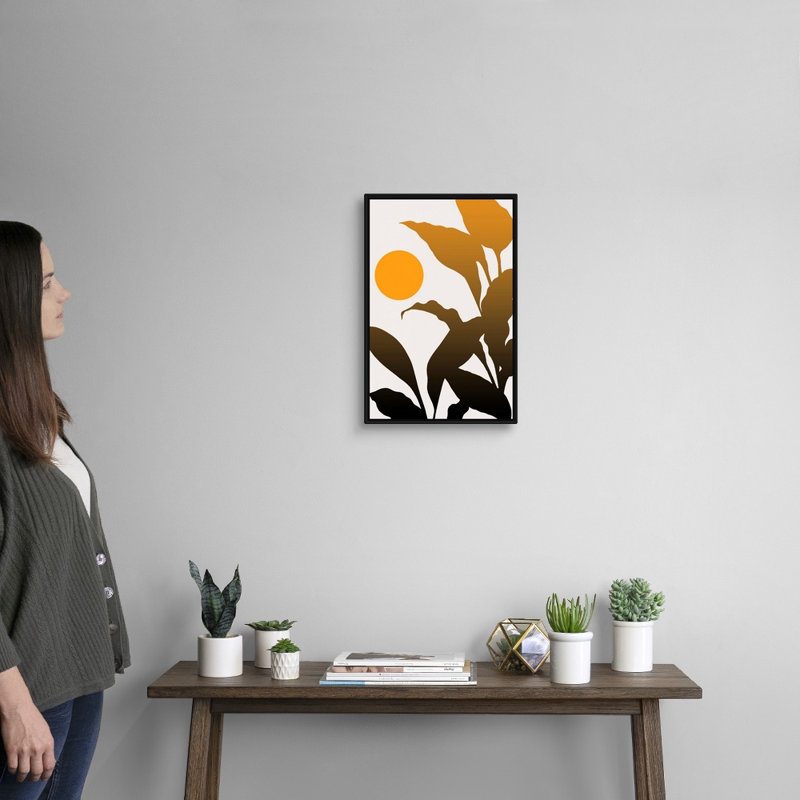 Art mural sur toile Tropical Sunrise, H 20 po x l 14 po, Toile avec cadre noir