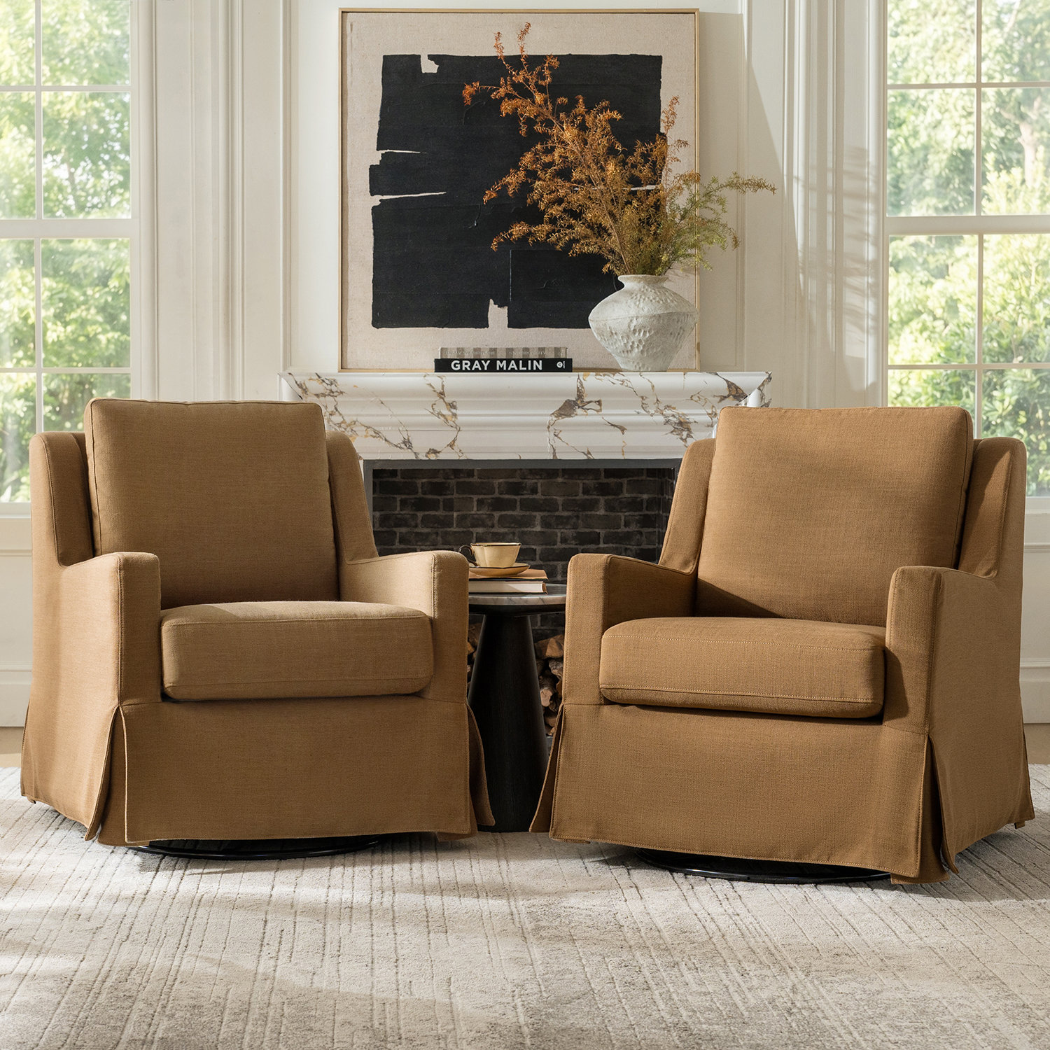 Lucie Swivel Accent Chair, Golden
