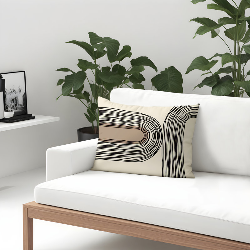 Coussin décoratif réversible intérieur / extérieur Cassie, Beige, H 18 po x l 25 po