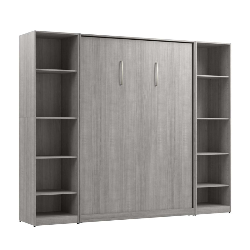 Lit escamotable Oneybrook, Gris platine, Double