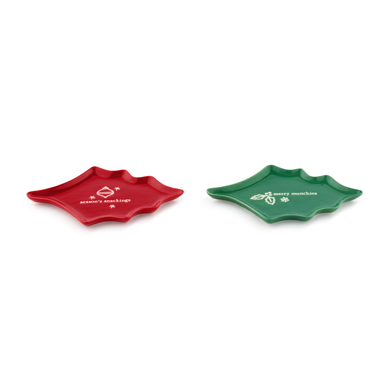 Holly Christmas Appetizer Plates - Set Of 2