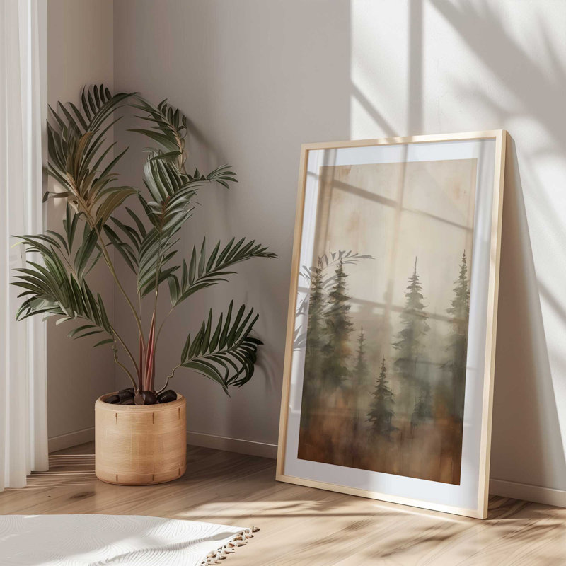 «Foggy Autumn Pines II», Zinc patiné, H 15,25 po x l 12,25 po