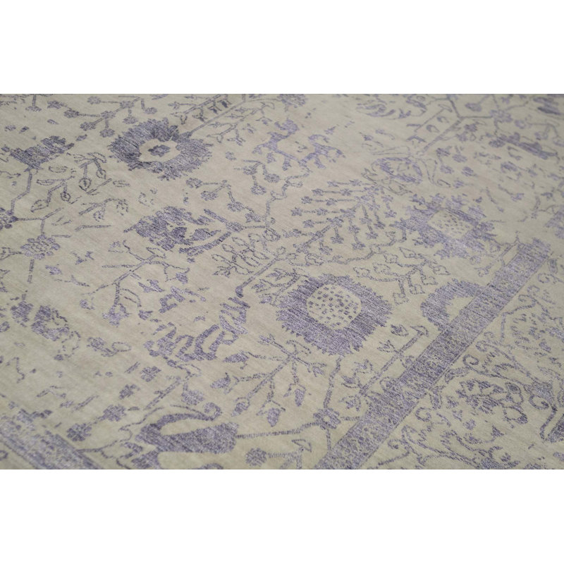 Hand-Knotted High-Quality Silver and Blue Area Rug