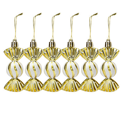 6 Pcs Christmas Candy Ornaments, Candy Jars Christmas Tree Glitter Hanging Decorations Plastic Peppermints, Decorative Christmas Tree Home Party Speci