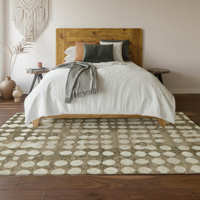 Tapis taupe Prisco lavable à la machine de qualité supérieure
