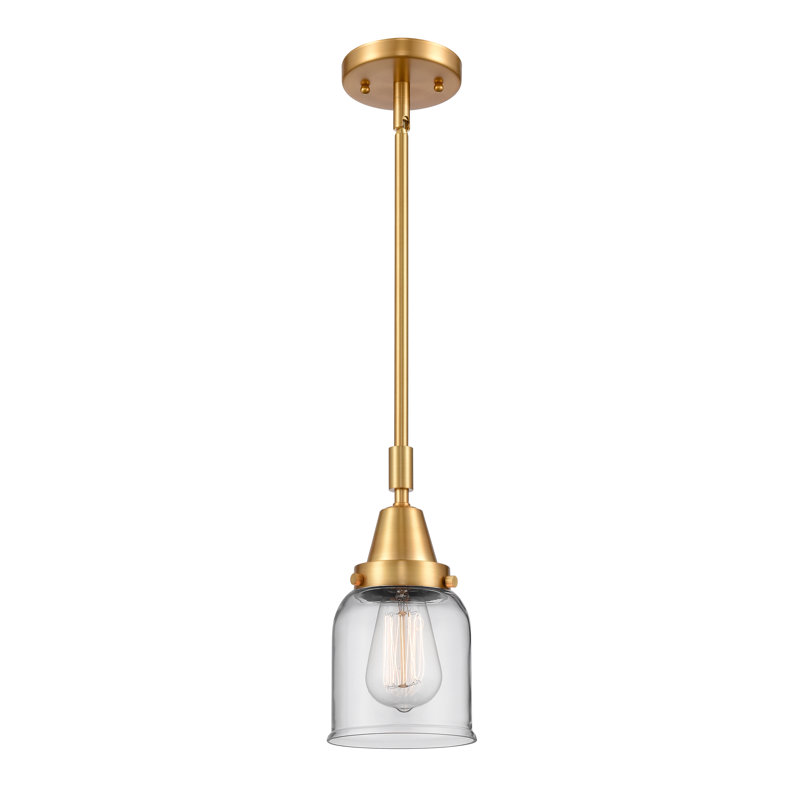 Luminaire suspendu 1 lumière à une cloche, H 44,12 po x l 5 po x P 5 po, Transparent, Or satiné