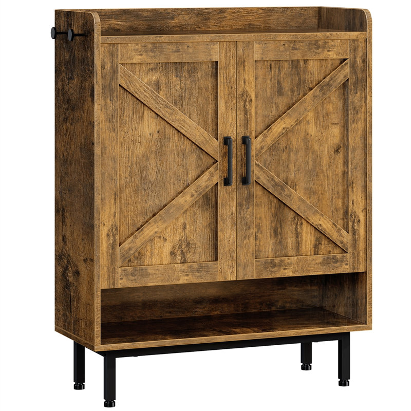 Armoire à chaussures à 5 niveaux avec portes d'inspiration grange, Brun rustique