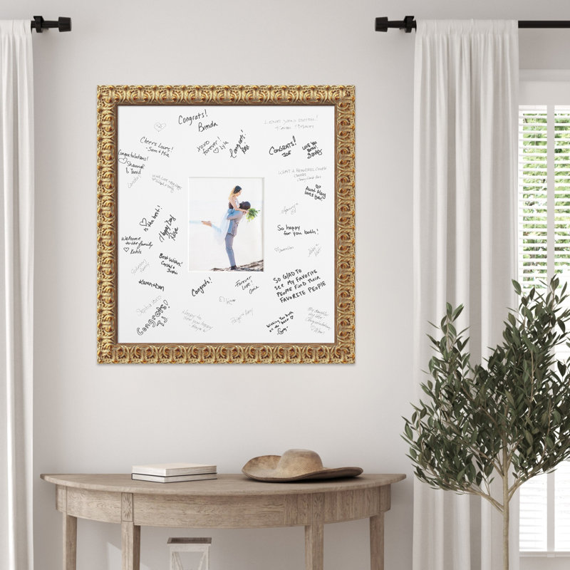 Florentine Signature Mat Picture Frame, Photo Frame Wedding Guest Book Alternative, Autograph Picture Mat for Signature Board, Wedding Celebrations Graduations Support Encouragement or Retirement