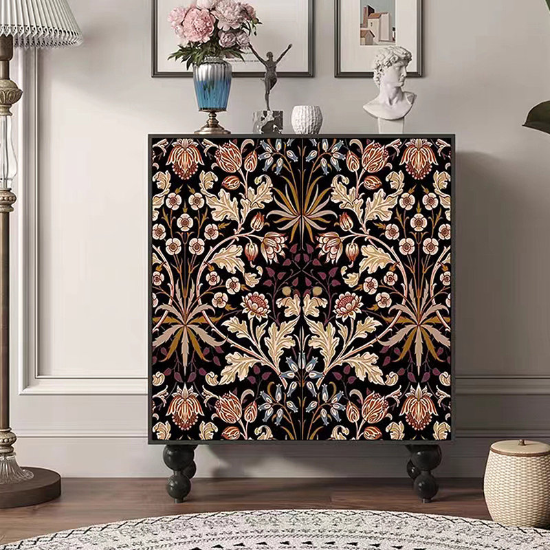 American vintage shoe cabinet side cabinet, Black/Red/Beige