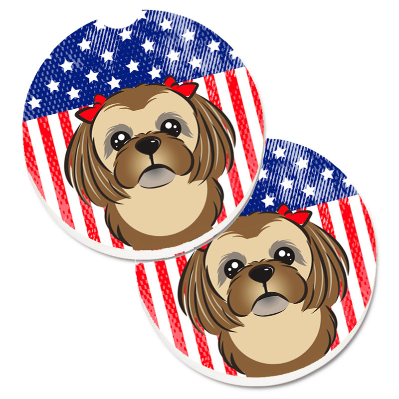Sous-verre american flag, Shih tzu brun chocolat