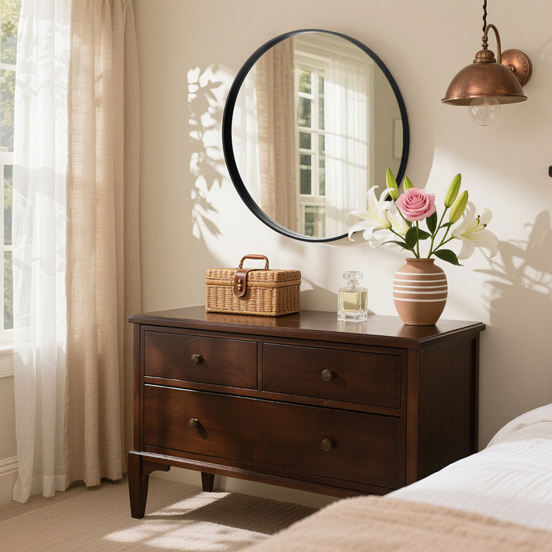 Miroir Karrina, 28 po x 28 po, Noir