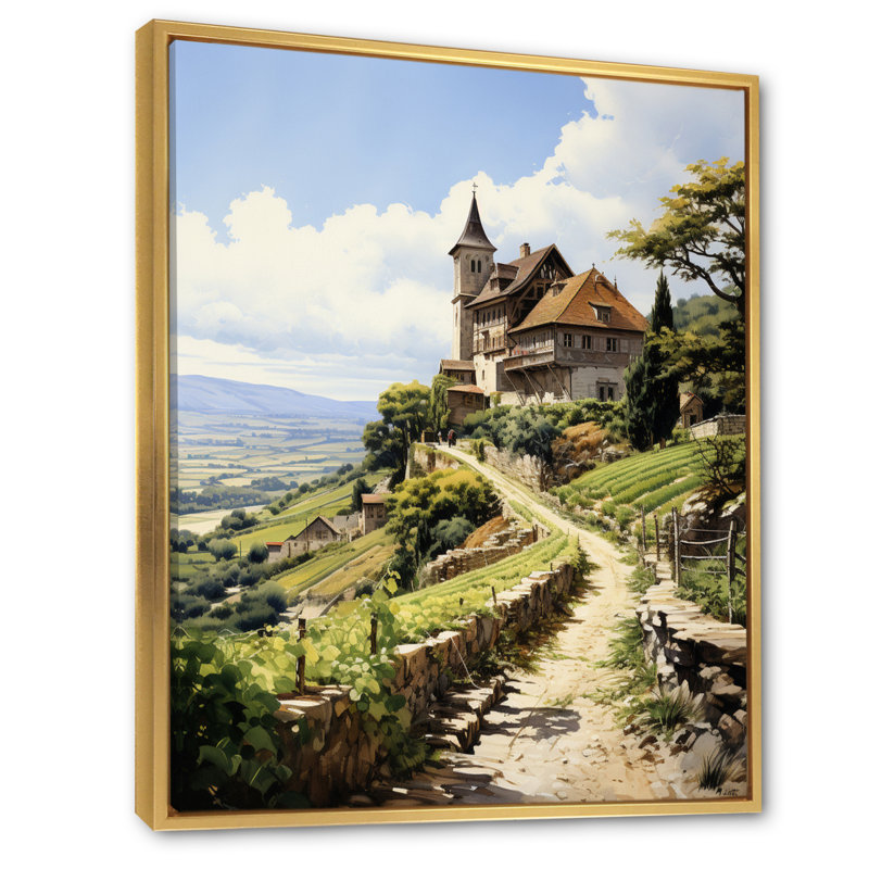 Green Vineyard Historic Elegance, reproduction d'art sur toile encadrée, Cadre flottant doré, H 44 po x l 34 po x P 1,5 po
