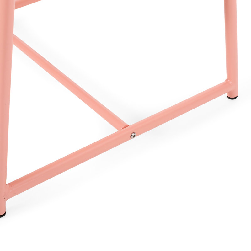 Table d'appoint d'extérieur en corail, métal mat et panneaux à lattes, table de style corail au fini mat, avec panneau