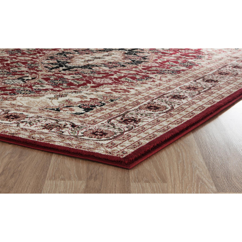 Tapis beige / rouge Holliwood, Rectangle 3 pi 9 po x 5 pi 9 po