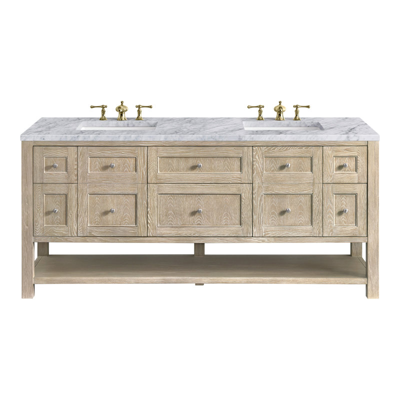 Breckenridge 72 in. Double Vanity, Whitewashed Oak, Carrara White, 8" Widespread