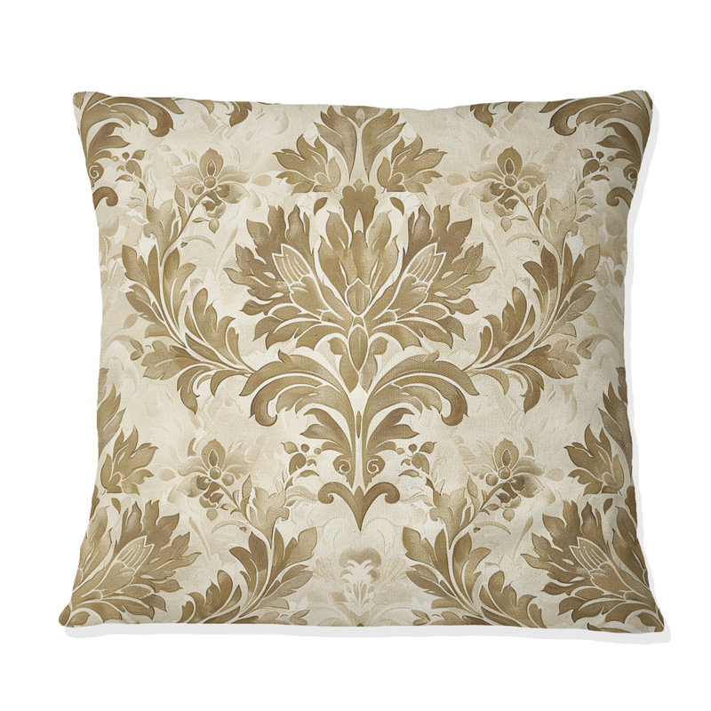 Beige Country Floral Chic V - Coussin floral, H 18 po x l 18 po, Carrée