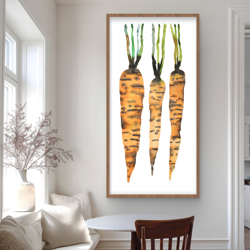 Aquarelle carottes - vert, encadré de cuisine