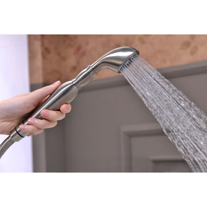 3 Handle Bathroom Clawfoot Tub Faucet with Hand Shower and Diverter, Brushed Nickel