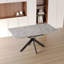 Très grande table de salle à manger extensible moderne de style Mid-Century gris pour la salle à manger, la table de fête, la table de conférence, les pieds en X en métal noir.