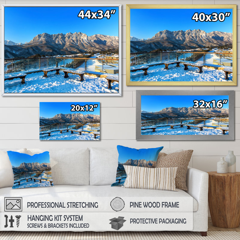 Vue sur la montagne en Alaska sur toile, Cadre naturel flottant, H 34 po x l 44 po x P 1,5 po