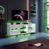 Modern Tv Stand With Led Lights And High Glossy Cabinets