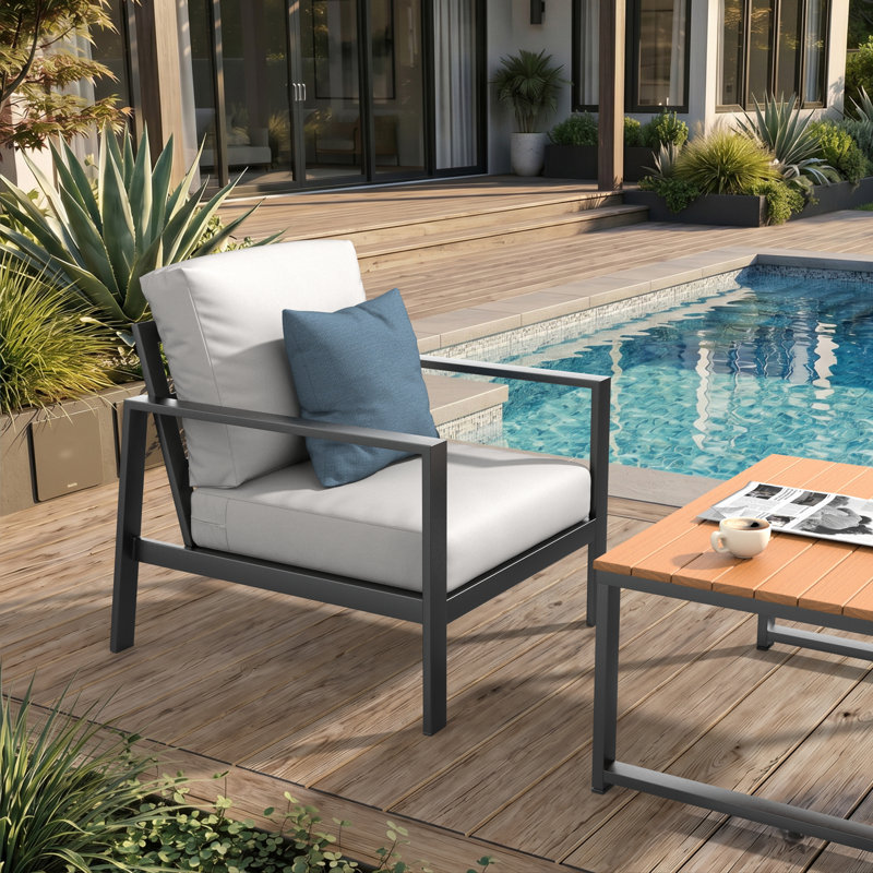 Chaise longue d'extérieur avec coussins Sunbrella® Townsend, Sunbrella® toile naturelle, None, Non