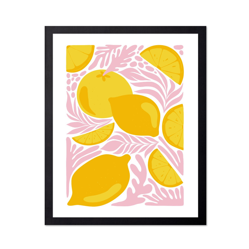 Groovy Lemons, Cadre noir, Affiche, H 24 po x l 32 po
