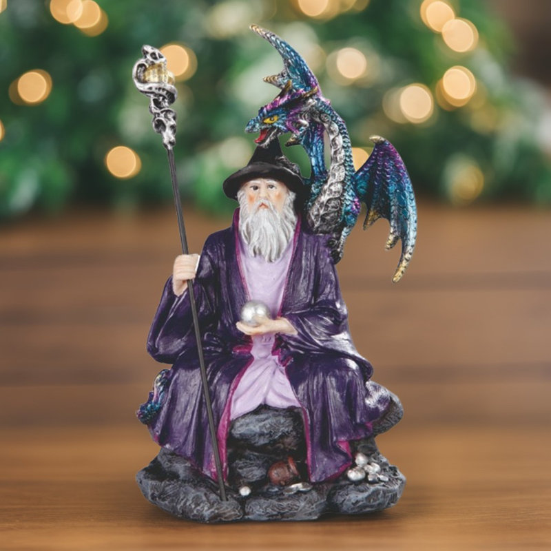 Figurine H 6,25 po assise avec un dragon sur son épaule