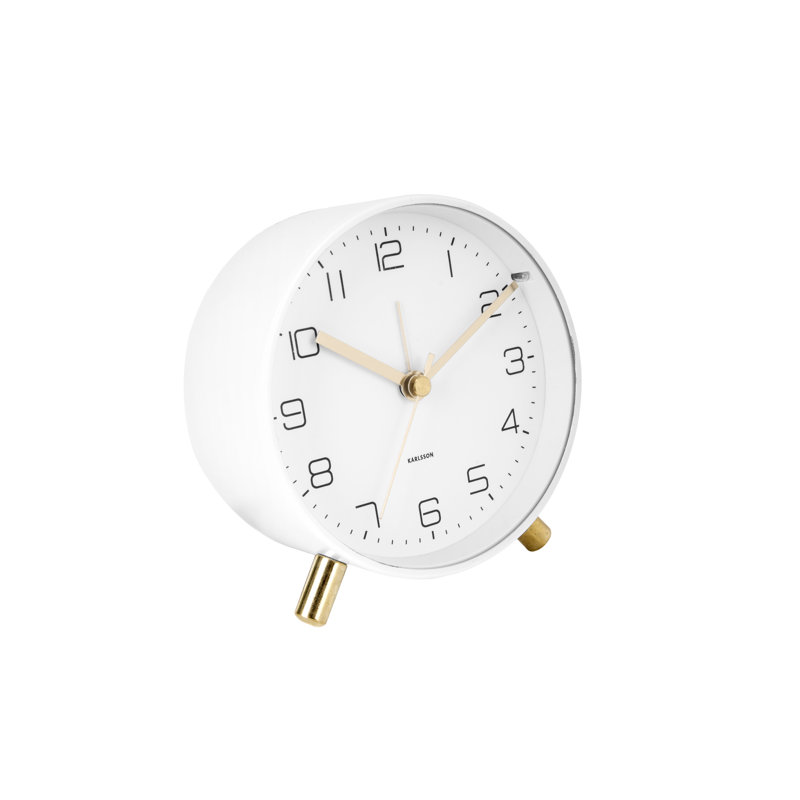 Lofty Analogue Metal Quartz Movement / Crystal Alarm Tabletop Clock, White