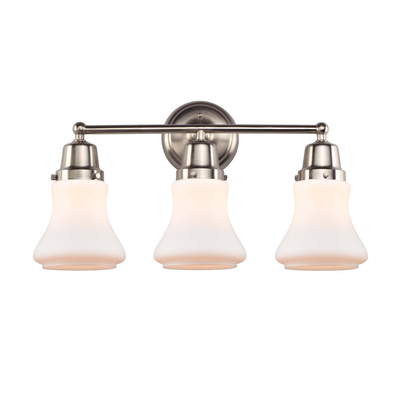 Éclairage pour salle de bain 3 lumières Cahuilla, Nickel satiné brossé, Incandescent, Blanc mat