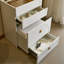 Meuble-lavabo 3 en 1 blanc avec tiroirs, miroir rabattable, tabouret rembourré, éclairage à DEL et grand rangement pour le maquillage de chambre à coucher