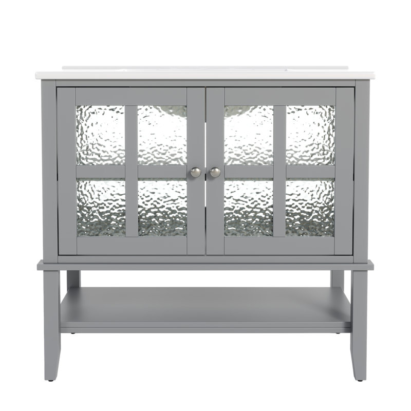 Meuble-lavabo 36 po avec comptoir en céramique, Gris