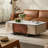 Minimalist Saddle Leather Slate Coffee Table