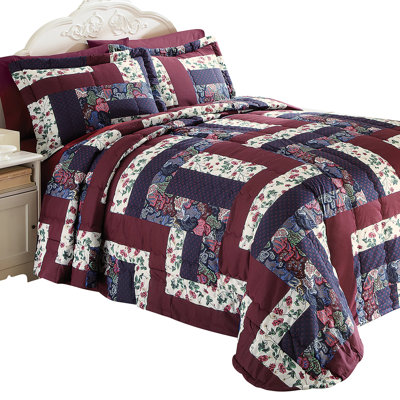 Elizabeth Contemporary Floral Patchwork Design Bedspread