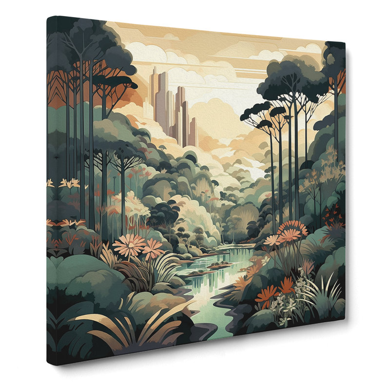 Landscape Art Deco No.1 - Wrapped Canvas, 50cm H x 50cm W x 3cm D