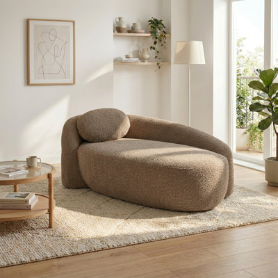 Chaise d'appoint incurvée moderne à un bras de 33 po de largeur avec coussin assorti Modern Modern