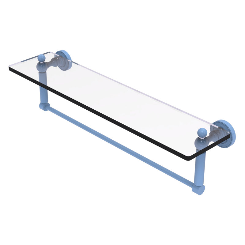 Dottingham Floating Shelf with Towel Bar, 5" H x 22" W x 5" D, Flat Troll Blue